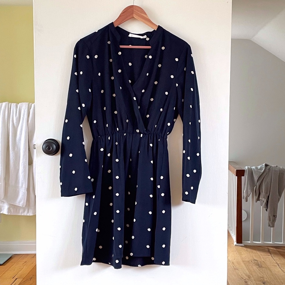 Navy Polka Dot Dress, Worn Once